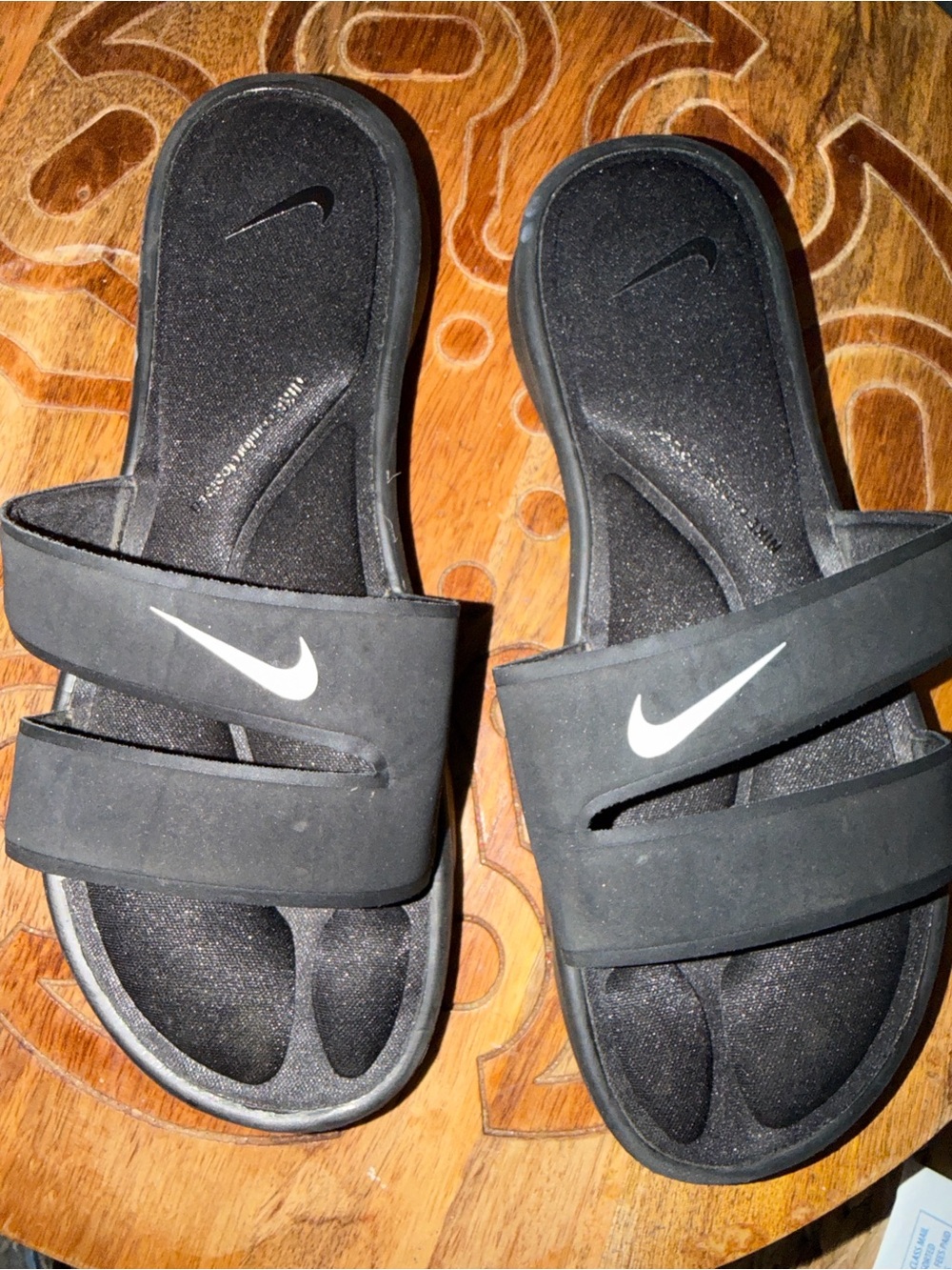 Nike Women’s Black Slide Sandals with White Swoosh